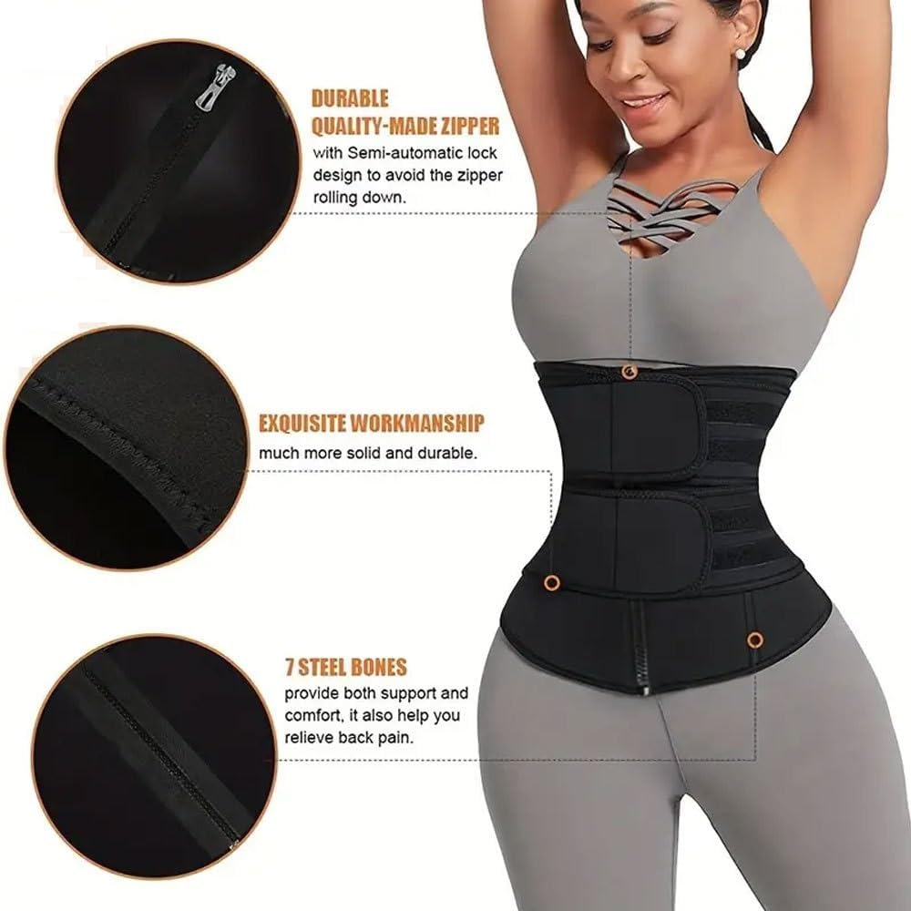 Waist Trainer Sauna Corset Sweat Belt for Women, Compression Girdle, Cincher Band, Workout Fitness Back Support image number 2