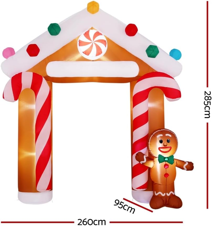 Jingle Jollys Christmas Inflatable Archwary Ginger 2.8M Illuminated Decorations