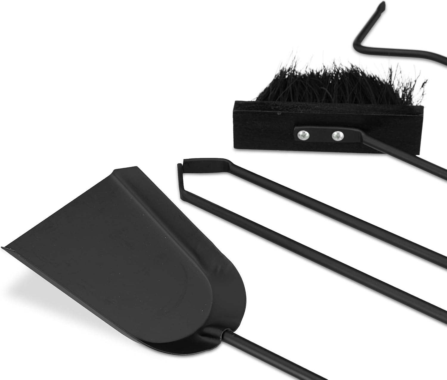 Relaxdays Modern Cast Fire Irons. 5-Piece Fireplace Companion Set with Shovel, Broom, Poker, Tongs and Stand, Black, 17 X 17 X 35 Cm image number 4