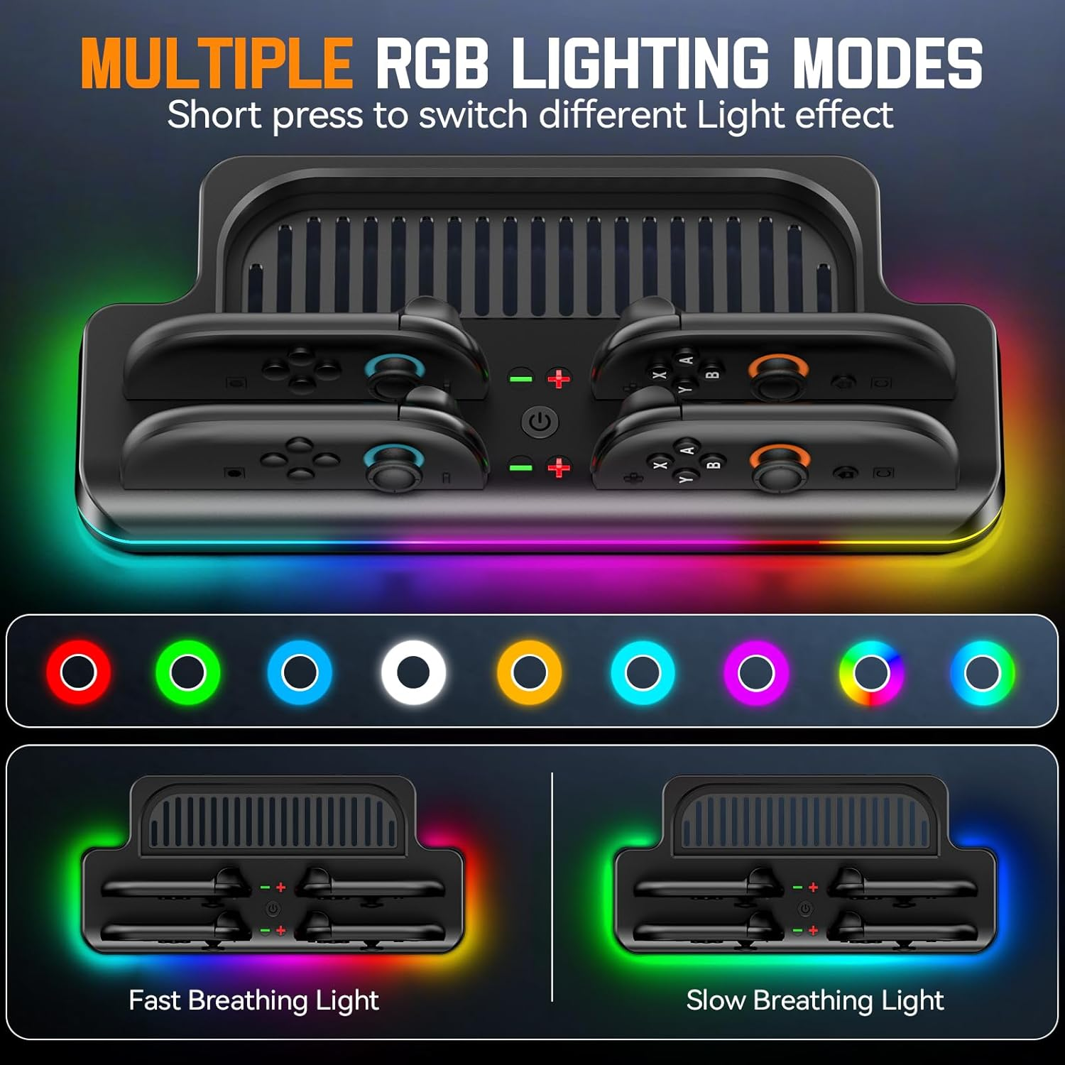 Tokluck Switch 2 Charging Dock Station for NS2 Joycon (2025), Switch 2 Controller Charger Dock for Joycon 2 with RGB, Joy Con 2 Fast Charger Accessories Kit with Charge Cable for Gamer