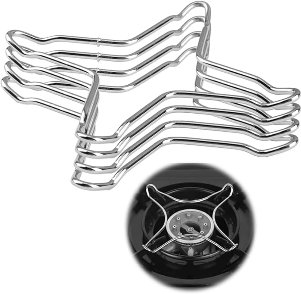 Fabselection 4 Pcs Gas Stove Ring Reducer Trivet, Trivet Stove Burner Grate Gas Cooker Holder, Gas Cooker Accessories, Stainless Steel Kitchen Rack Pot Stand for Gas Hob,(10Cm X 10.3Cm) image number 3