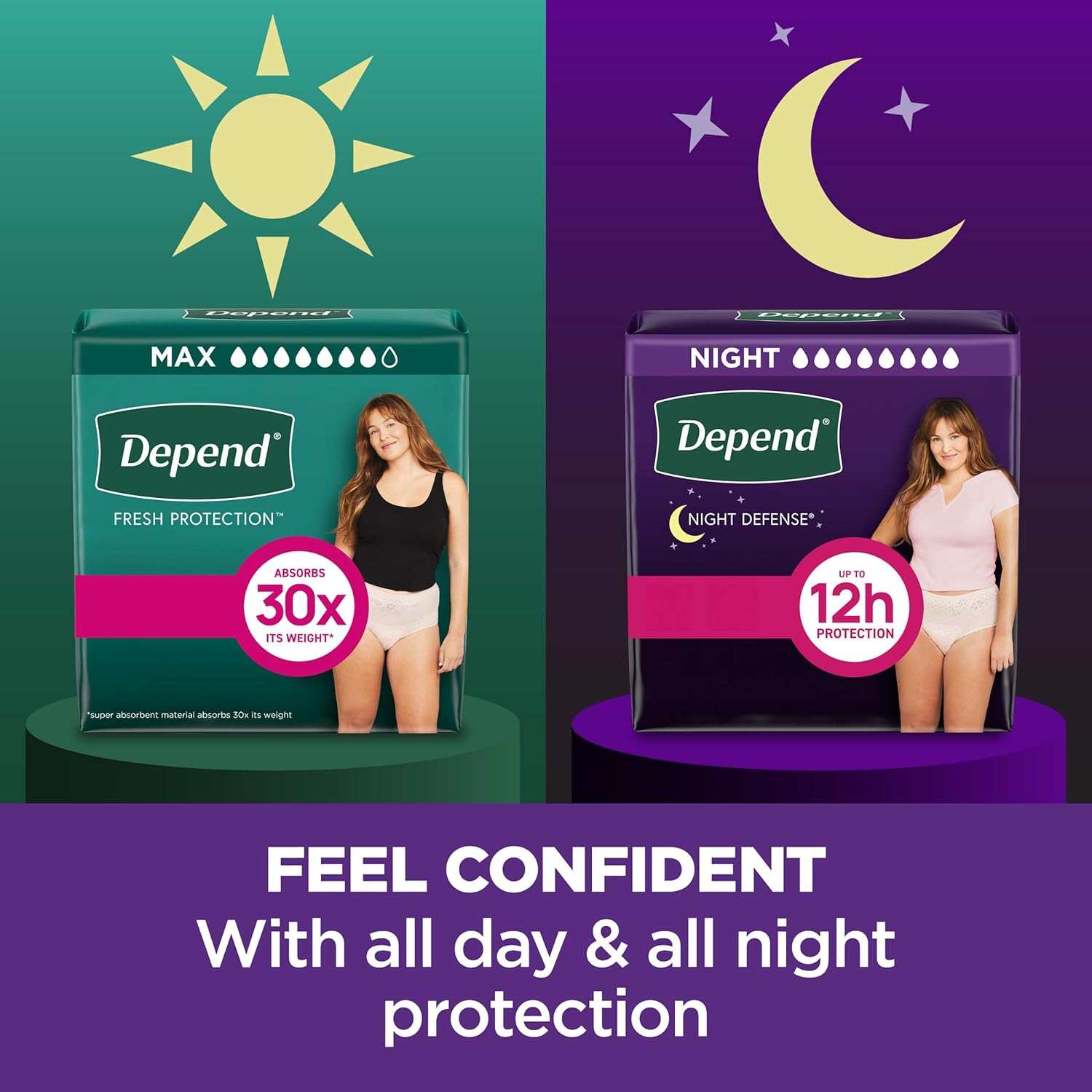 Depend Night Defense Incontinence Underwear for Women Disposable, Overnight, Medium (Packaging May Vary) Blush Medium (60 Count) image number 5