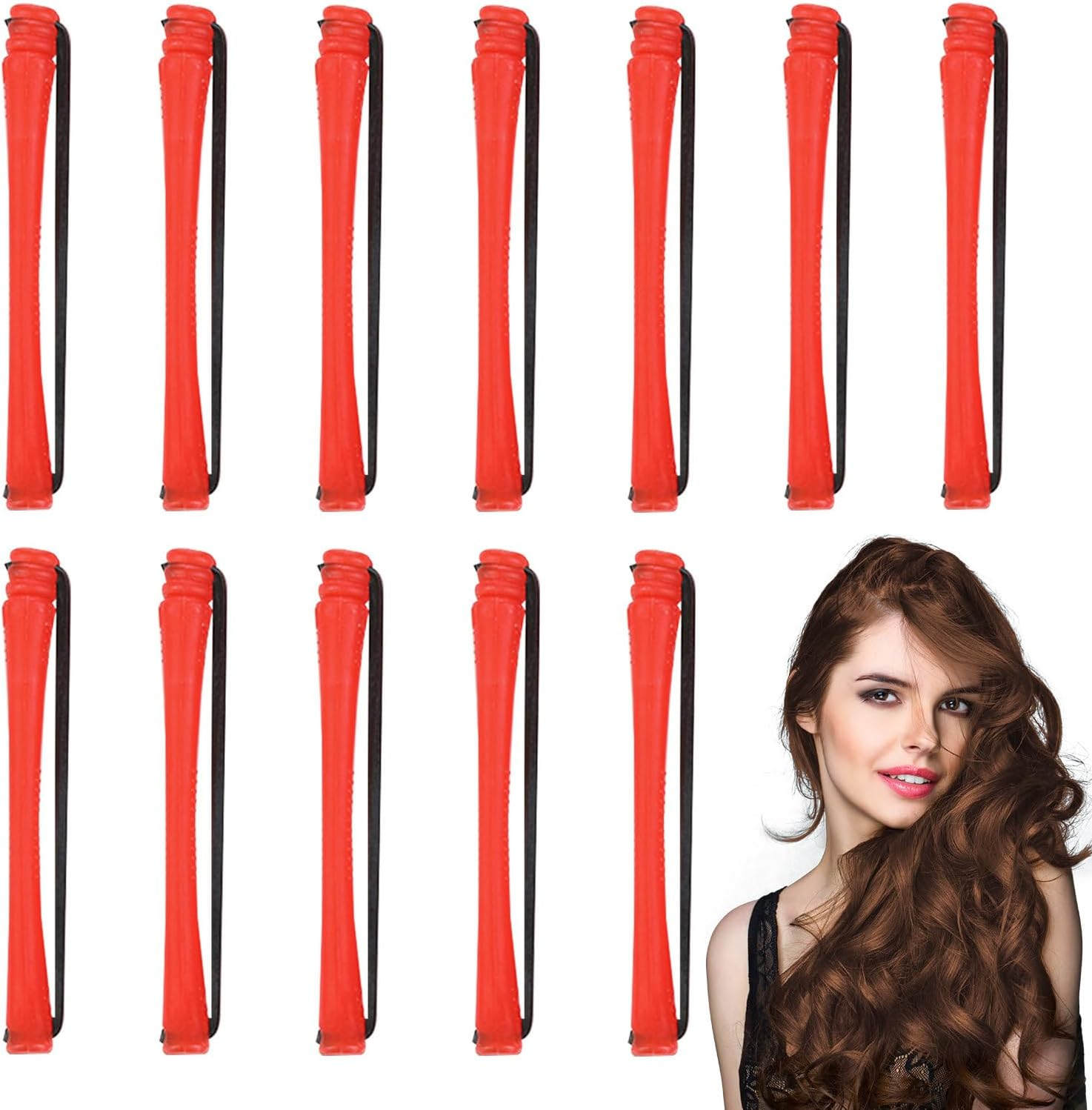 Kezvmhy Heatless Curling Rod, Hair Curler for Women, 12X Curling Wand with Anti-Slip Bands, Heatless Tool, Portable Styler for Home and Travel