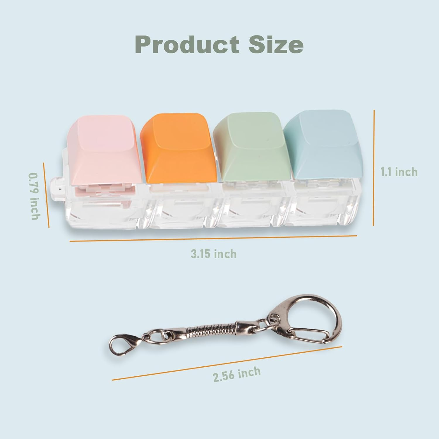 4 Pcs Keyboard Fidget Toy, Keyboard Fidget, Fidget Toys Keychain Keyboard 4 Keys Keyboard Decompression Toys Keyboard Keychain Toys Finger Keyboard Caps Toy to Relief Stress Pass the Time (4 Colors) image number 2
