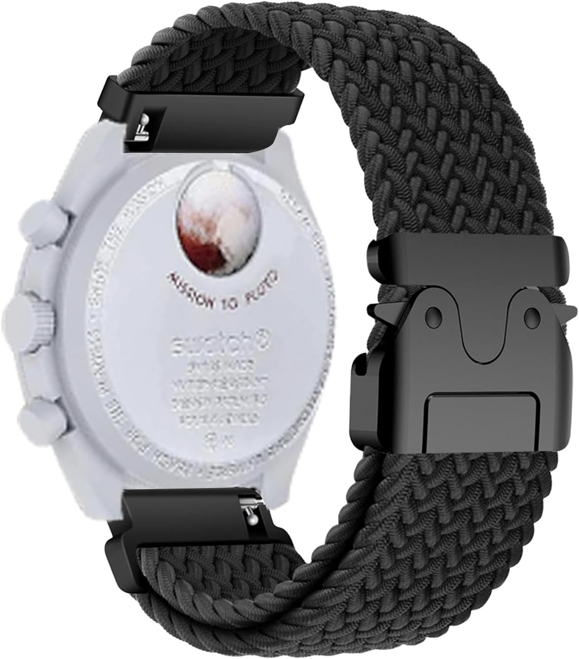 Geflochten Armband Kompatibel Mit Omega X Swatch Moonswatch Band Sport Elastisches Nylon Ersatzarmband Mit Verstellbarer Metall Verschluss Armb&auml;nder F&uuml;r Omega X Swatch Moonswatch F&uuml;r Damen Herren image number 3