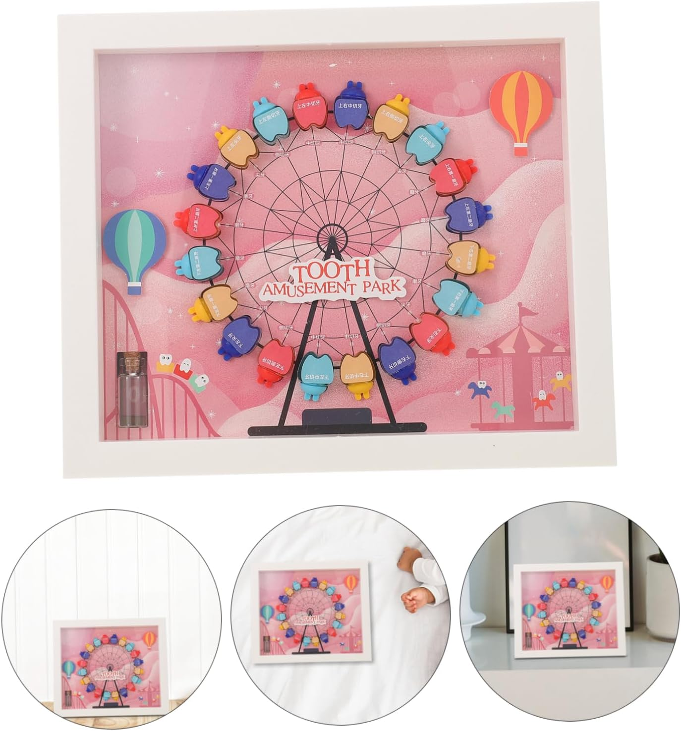 KOMBIUDA Tooth Keepsake Box Adorable Ferris Wheel Design for Boys Storage for Newborn Teeth Memories Lightweight and Compact Organizer image number 1