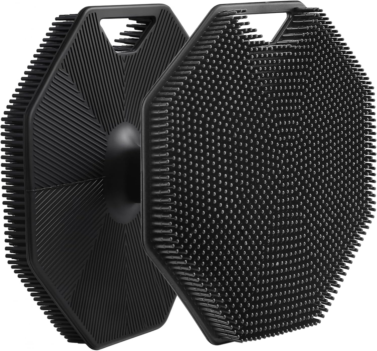 Ergonomic Handle Silicone Scrubber - Facial & Back Exfoliator, Long-Lasting Easy-Clean Design with Lather Boosting Bristles, Compact 22X15X4Cm Body Scrubber for Shower & Spa (Black) image number 1