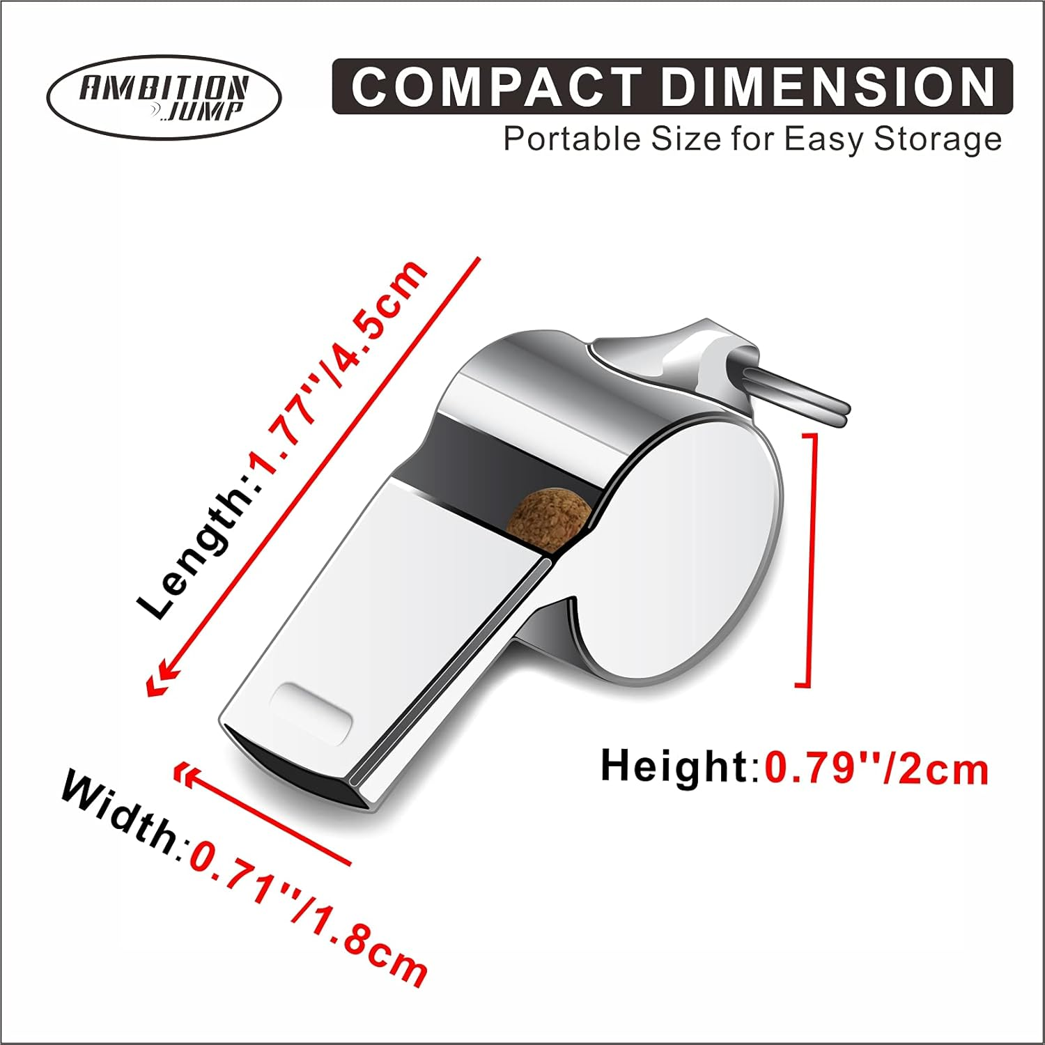AMBITIONJUMP Whistle for Coaches, Metal Whistles for Adults with Lanyard, Loud Sport Whistle for Referee Teacher Police Soccer Gym image number 2