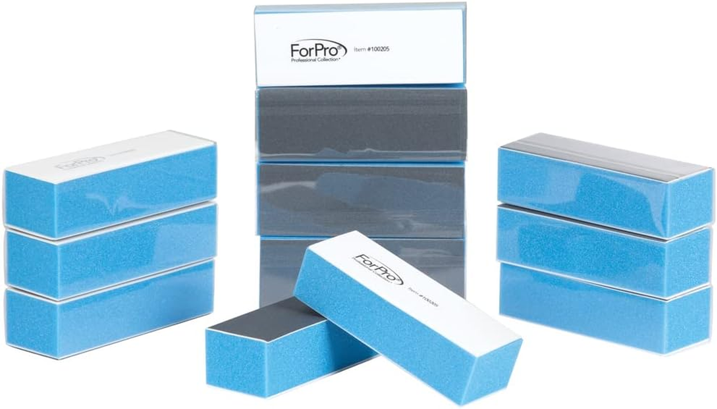 Forpro Professional Collection Miracle Buff & Shine - Grey 400/White 4000 Grit- Twelve (12) Double Sided Manicure & Pedicure Buffers - 1&rdquo; H X 1.375&rdquo; W X 3.75&rdquo; L