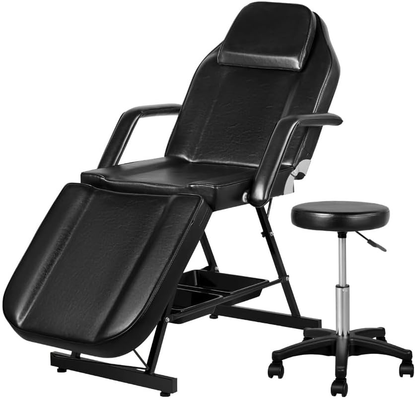 Zenses Massage Table Adjustable Salon Chair Waxing Bed Therapy 3-Fold Black image number 4