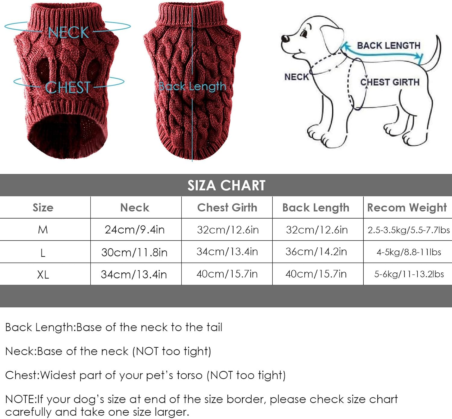 LASIEYO Dog Jumper, Pet Warm Jumper, Knitted Wool Winter Jumper for Medium and Large Dogs (XL, Red) image number 3
