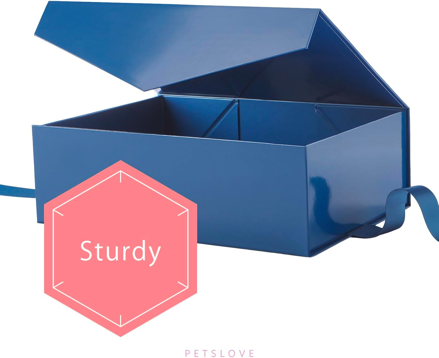 PETSLOVE 6 Count Large Gift Boxes with Ribbon for Fathers Day 30.48X21.59X10.16 CM, Blue Magnetic Gift Boxes with Lid for Presents, Groomsman Box (Glossy) image number 3