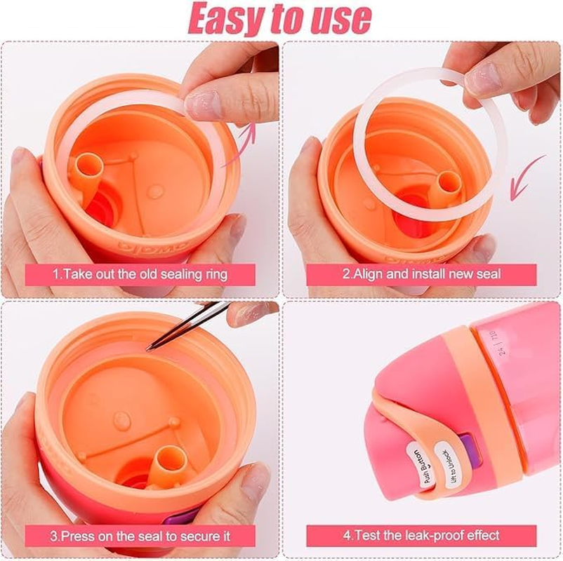 HAOQYUYN 2 Pcs Replacement Stopper and 2 Pcs Silicone Lid Seal Ring for Owala Freesip Water Bottle 24/32/40 Oz, Bpa-Free Seal Bottle Cap Mouth Stopper Gasket Silicone Plug Accessories image number 6