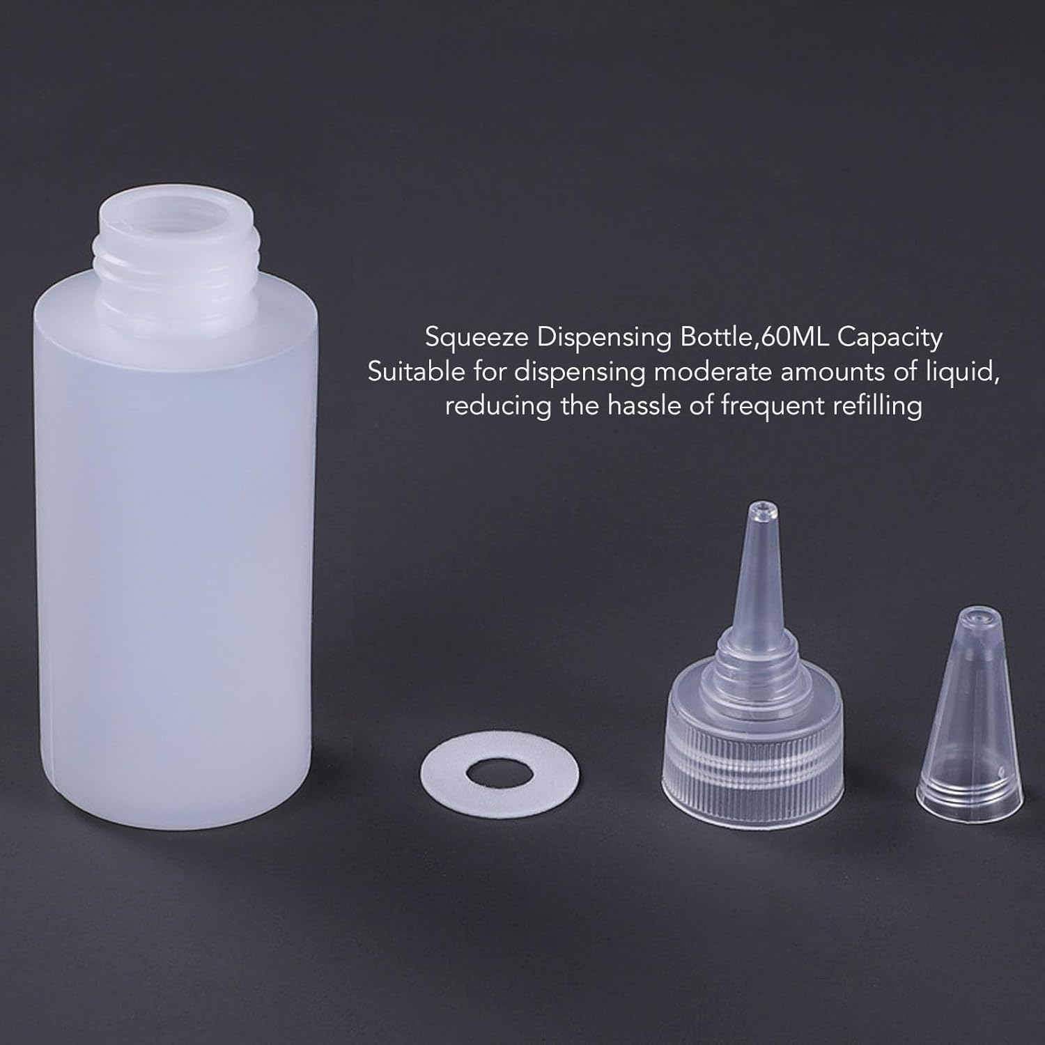 100Pcs Plastic Squeeze Bottles, 60Ml Translucent Empty Squirt Bottle with Scale, Multi Purpose Leak Proof Squeeze Dispensing Bottle for Liquid Oil Pigment Ink Syrup Dressing image number 6