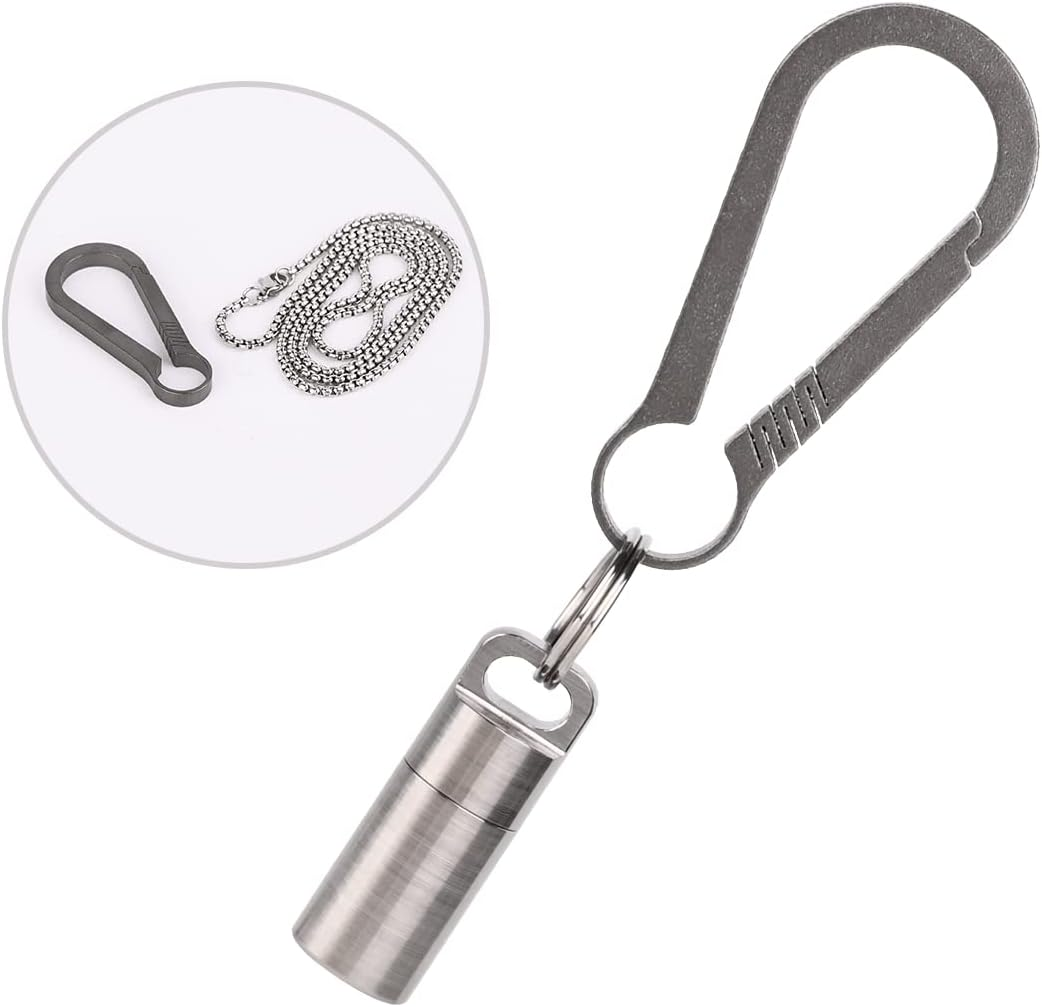 SW633 Micro Titanium Portable Pill Case Keychain,Mini Pill Holder Keychain, Waterproof Pill Fob for Outdoor Travel Camping(Include a Titanium Keychain Clip and Stainless Steel Necklace) image number 1