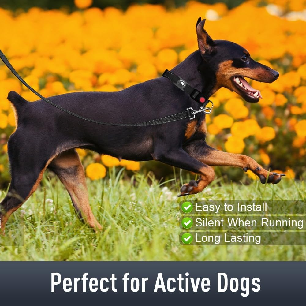 For Airtag Dog Collar for Medium Dogs, Reflective Dog Collars with Airtag Holder, Soft Padded & Safety Locking Buckle, Nylon Pet Collar Adjustable (Black) image number 2