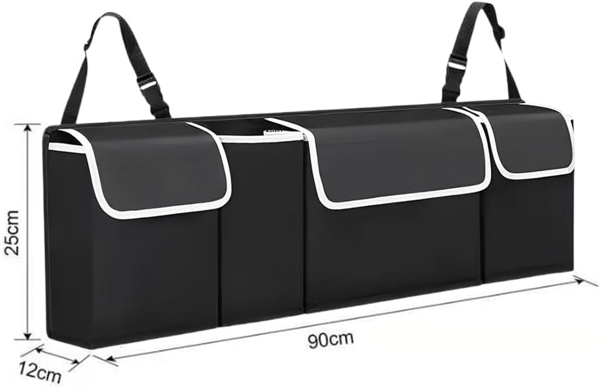 Car Trunk Organizer Storage with 4 Pockets, Collapsible and Waterproof Backseat Hanging Organizer, Car Interior Accessories for SUV, Truck, Van, Cargo image number 4