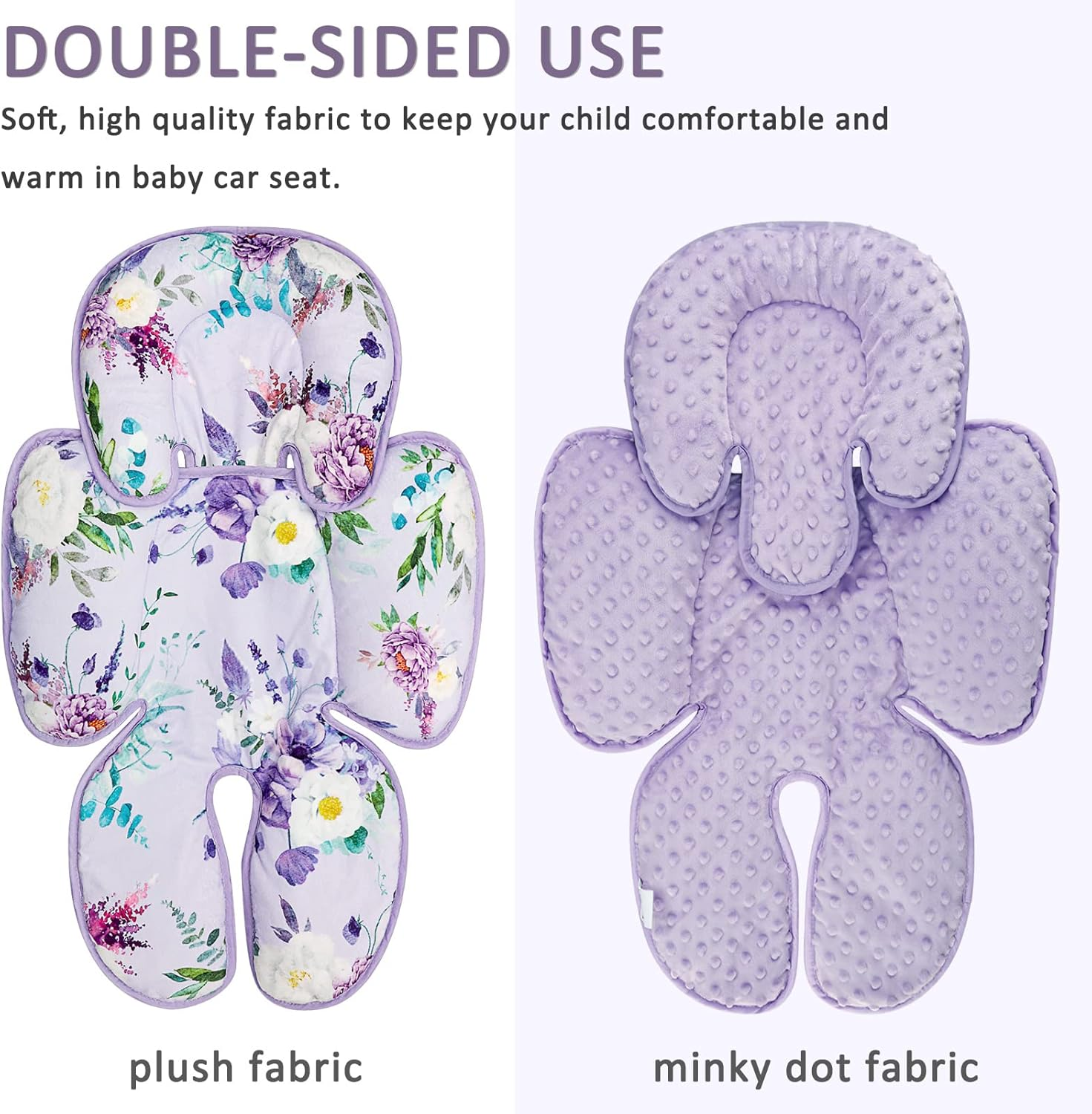 CARUILI Infant Super Soft Infant Cushion Insert Pillow 2 in 1 Body Support for Newborn Girl Baby Cushion for Stroller, Bouncer, Purple Floral - Animals image number 6