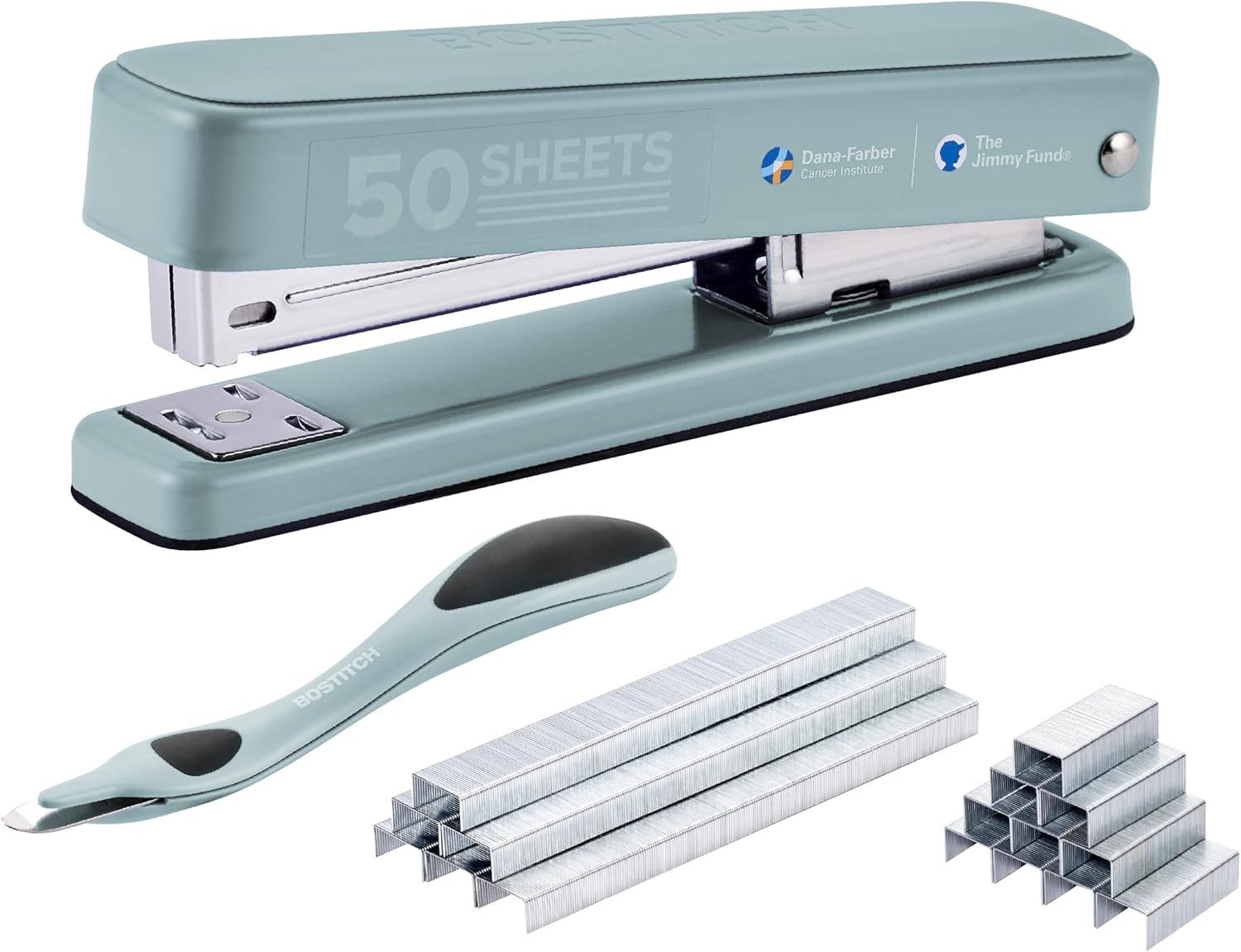 Bostitch Titan Heavy Duty Metal Stapler, 50 Sheet Capacity with 1250 Staples and Ergonomic Staple Remover, Jam Free Stapling, Full Strip Stapler for Desk, Office and Classroom, Black