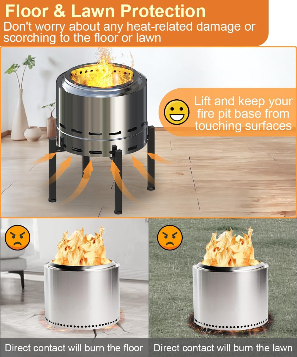 Garbuildman 15-27 Inch Universal Firepit Stand for Solo Stove Bonfire Ranger Yukon and Other Outdoor Fire Pits, Metal Accessory for outside Fireplace, Black