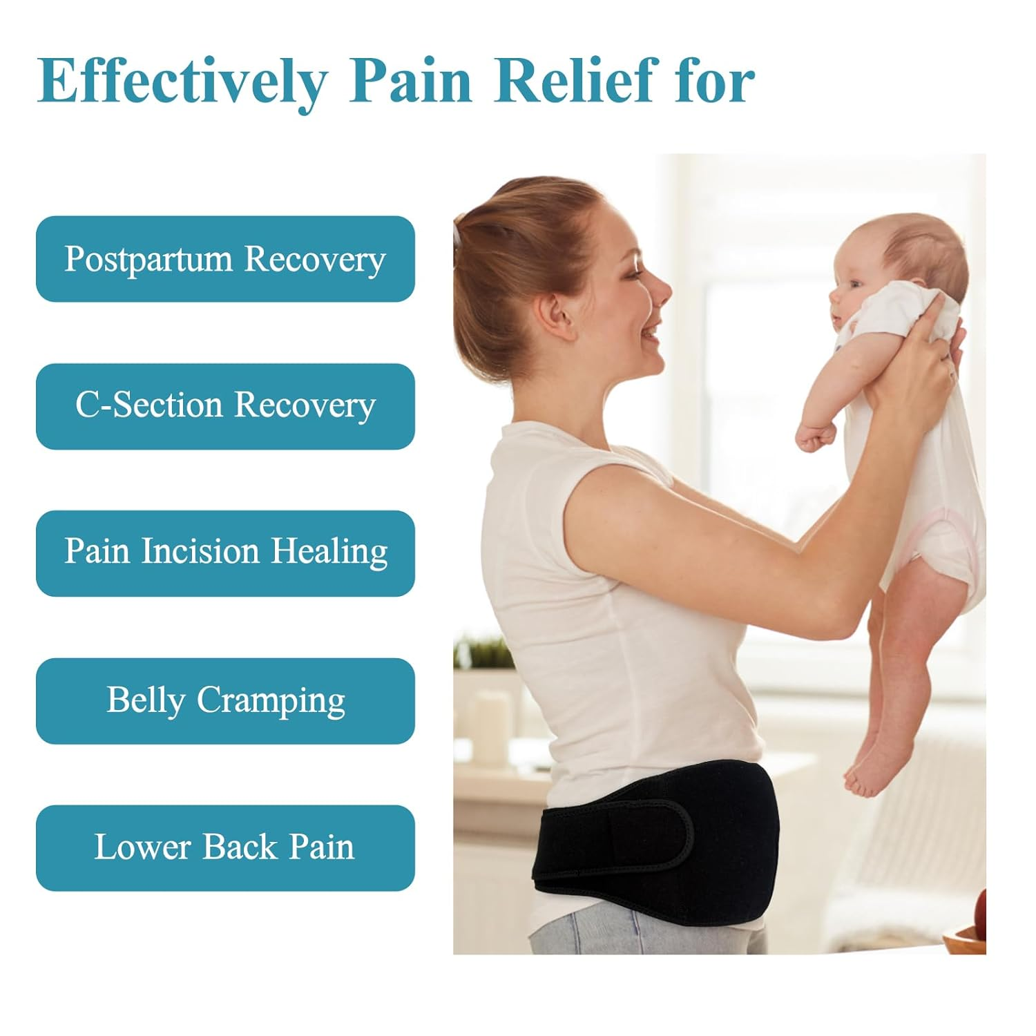 C-Section Belly Binder with 2 Gel Packs for Post-Op, Incision Protector, Reusable Hot & Cold Therapy for Swelling and Recovery, Postpartum Care Must Have image number 2