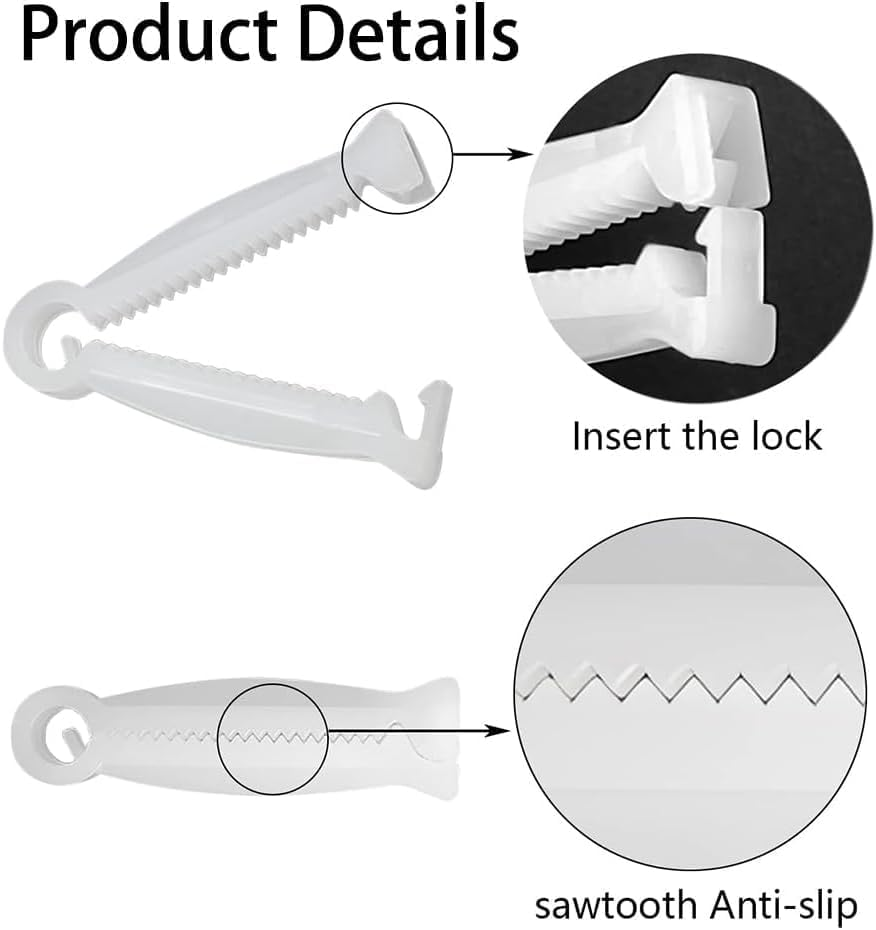 Crovakeu 100 Pcs Umbilical Cord Clamps for Newborn Animals,White PP Plastic Puppy and Kitten Birth Clips, Livestock Whelping Clamps, Veterinary Obstetrical Tool Kit for Piglets, Lambs,Cats image number 4