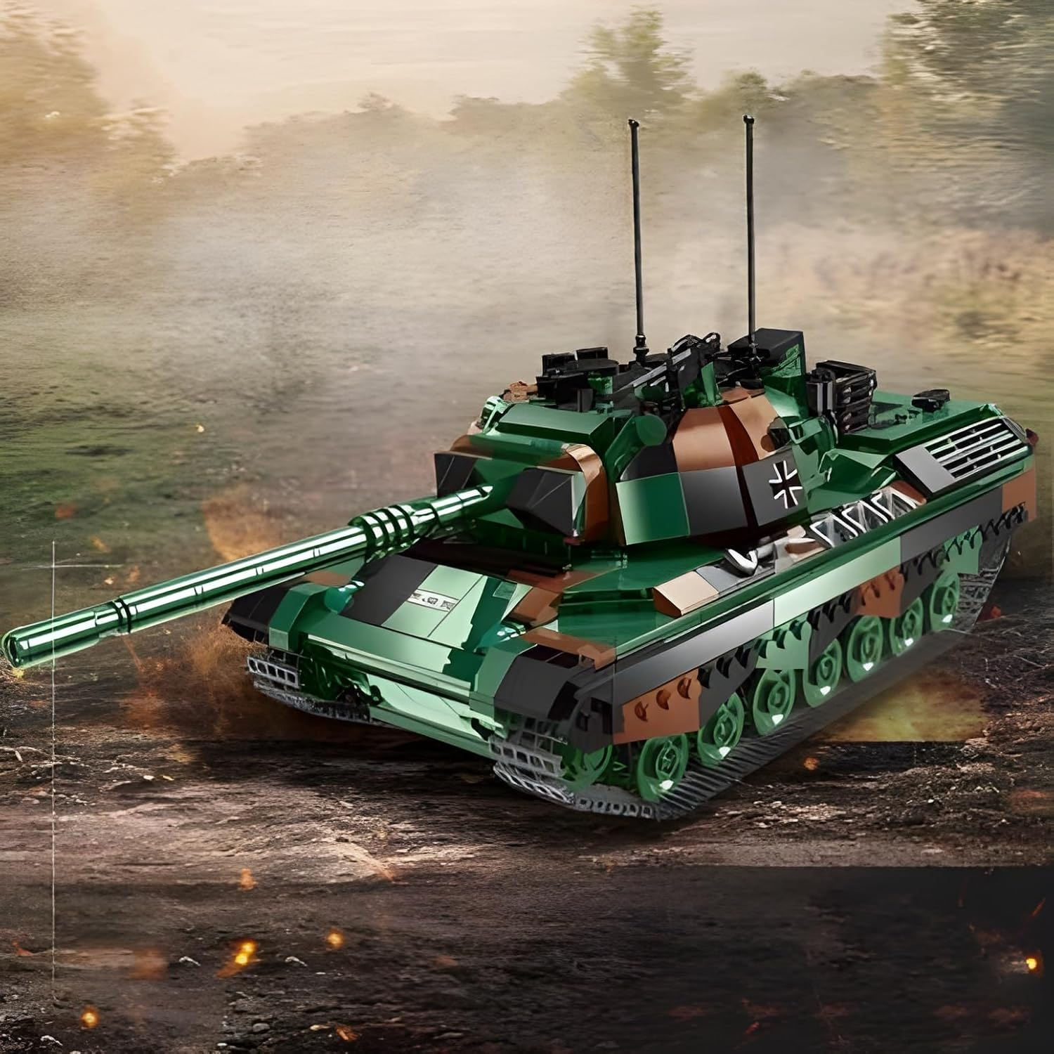 Ebortsin Technik Tank Building Blocks Set, WW2 Tank Clamping Blocks, Military Tank Toy, 1145 Pieces Building Blocks, Leopard 1 Tank Model Kit, Gift for Adults and Children - Pzh-2000 image number 5