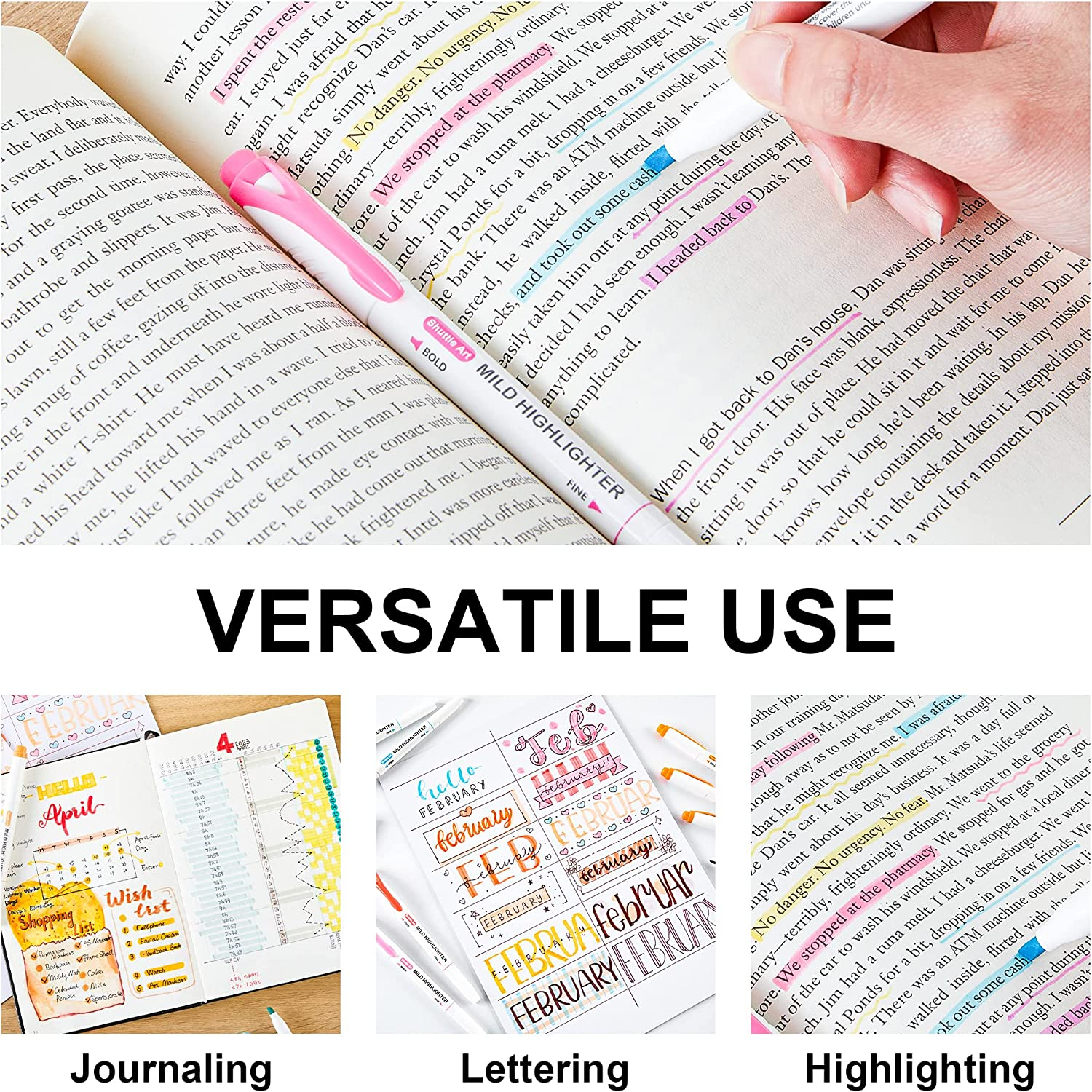 Shuttle Art Pastel Highlighters, 30 Colours Dual Tip Highlighters, Highlighter Markers Assorted Colours, Perfect for Colouring, Underlining, Highlighting, Journaling in School Office Home image number 5