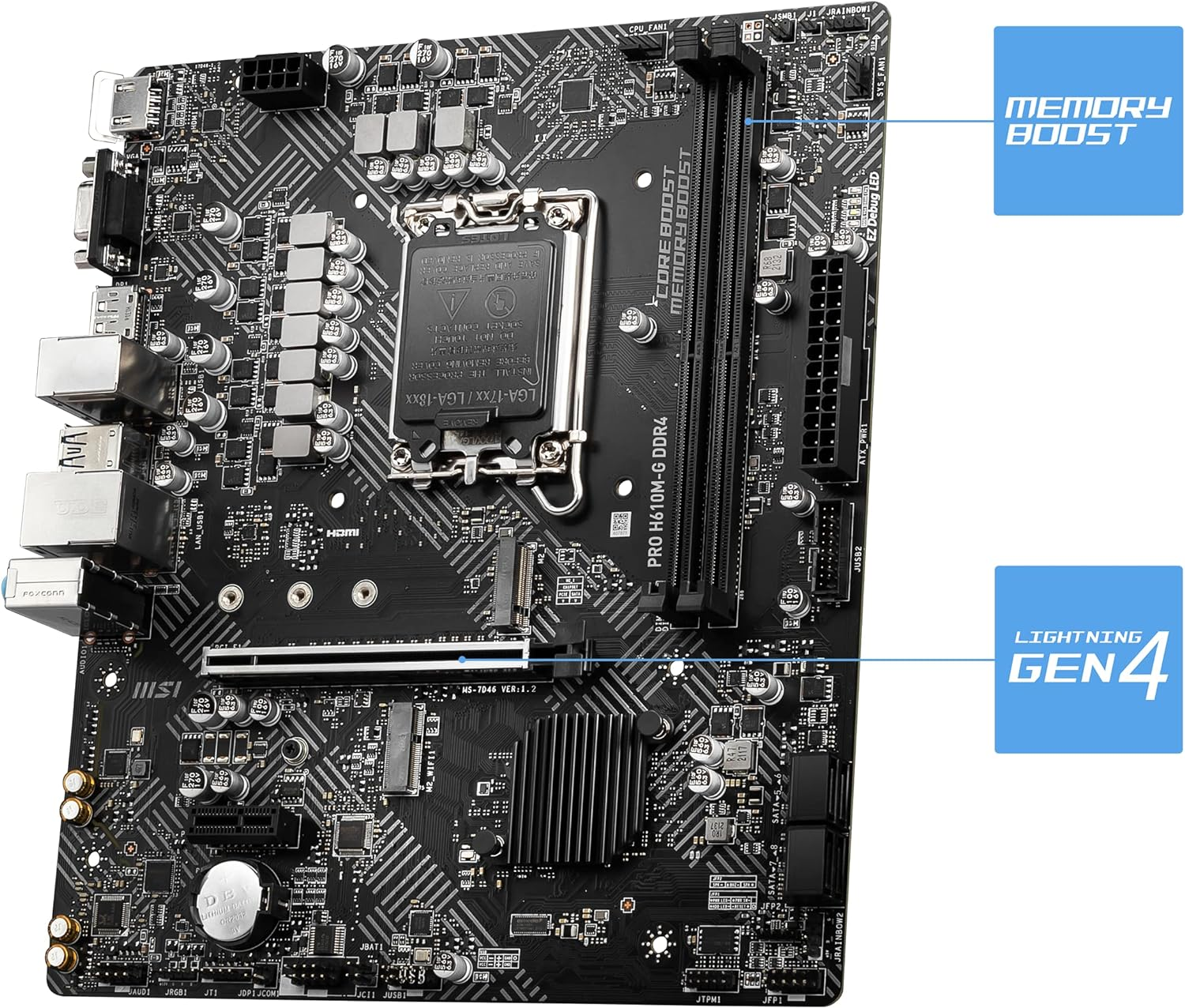MSI S1700 Microatx PRO H610M-G DDR4 Motherboard image number 2
