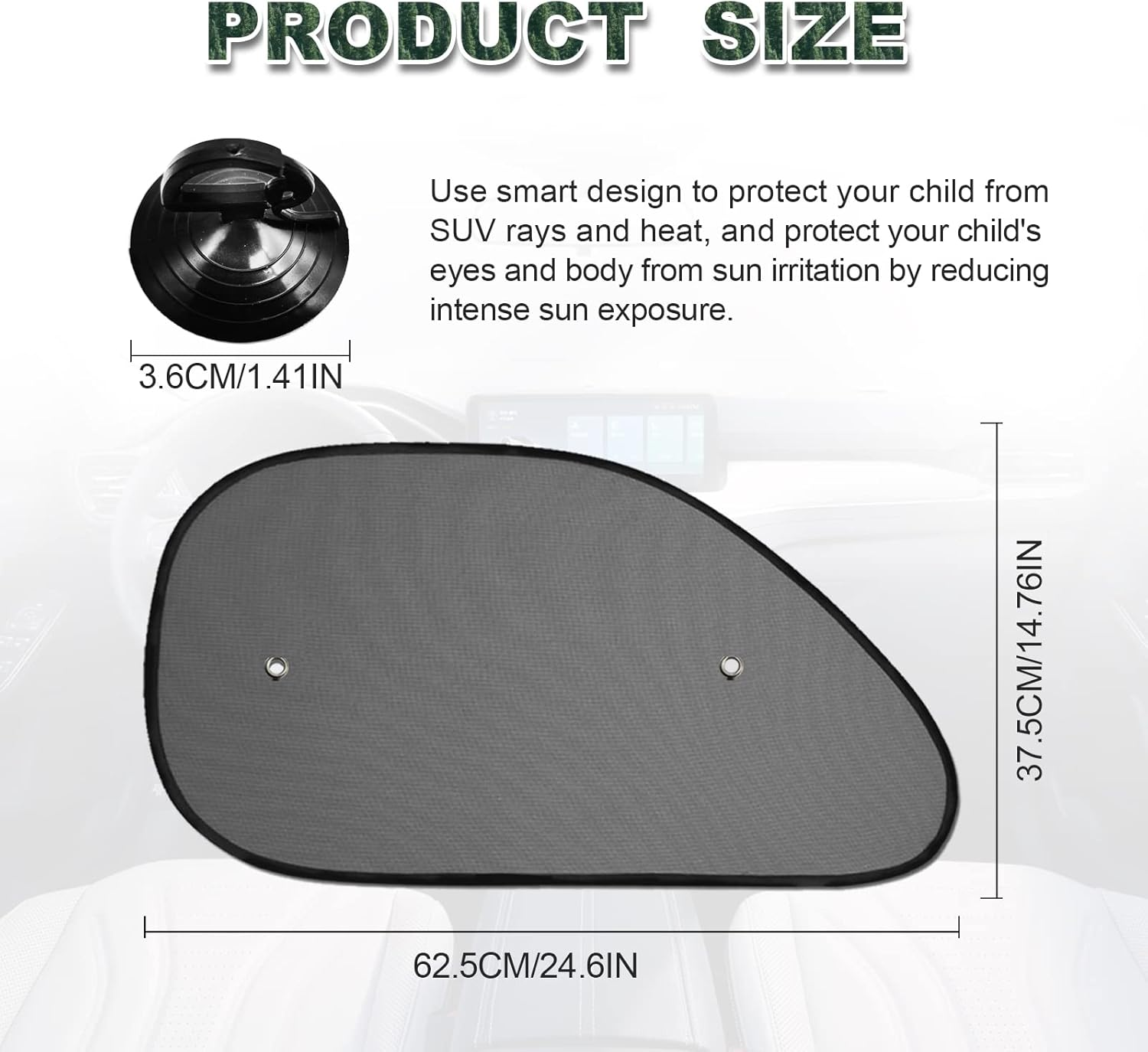 2 Pack Car Window Shade, Universal Side Window Cling Sunshade for Baby, Kids, and Pets from UV Rays and Sun Glare image number 2