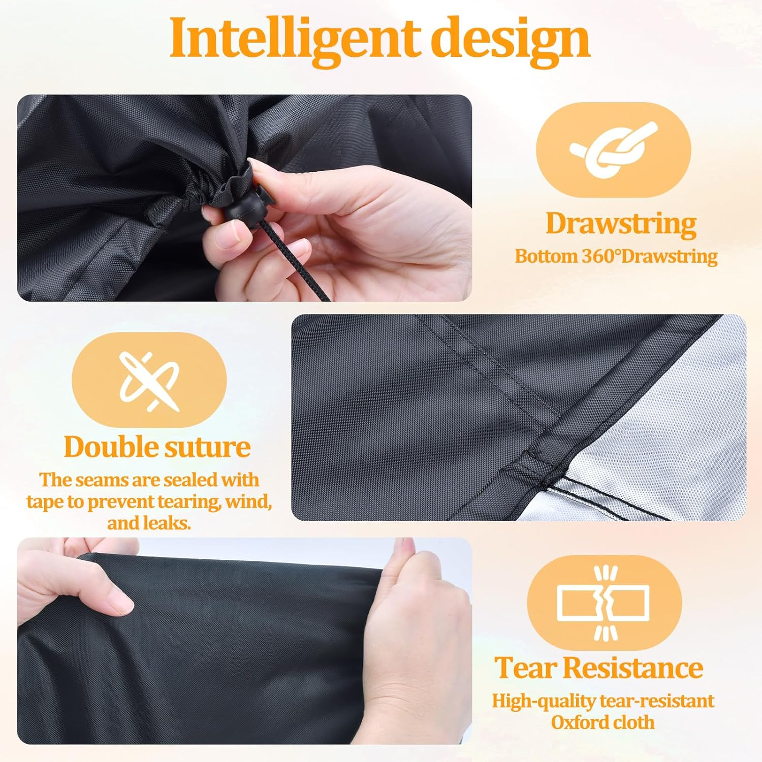 58 Inch Grill Cover for Blackstone Outdoor Grill, Heavy Duty Waterproof Griddle Covers, Universal BBQ Covers for Outside, Resistant Material, BBQ Accessories with Adjustable Drawstring image number 4