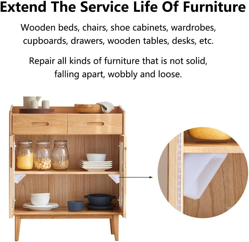 Sagasave L Angle Brackets, Plastic Furniture Corner Brace Shelf Support, 90 Degree Brackets, 10 Pieces, 33*19Mm, White, Corner Mount image number 5