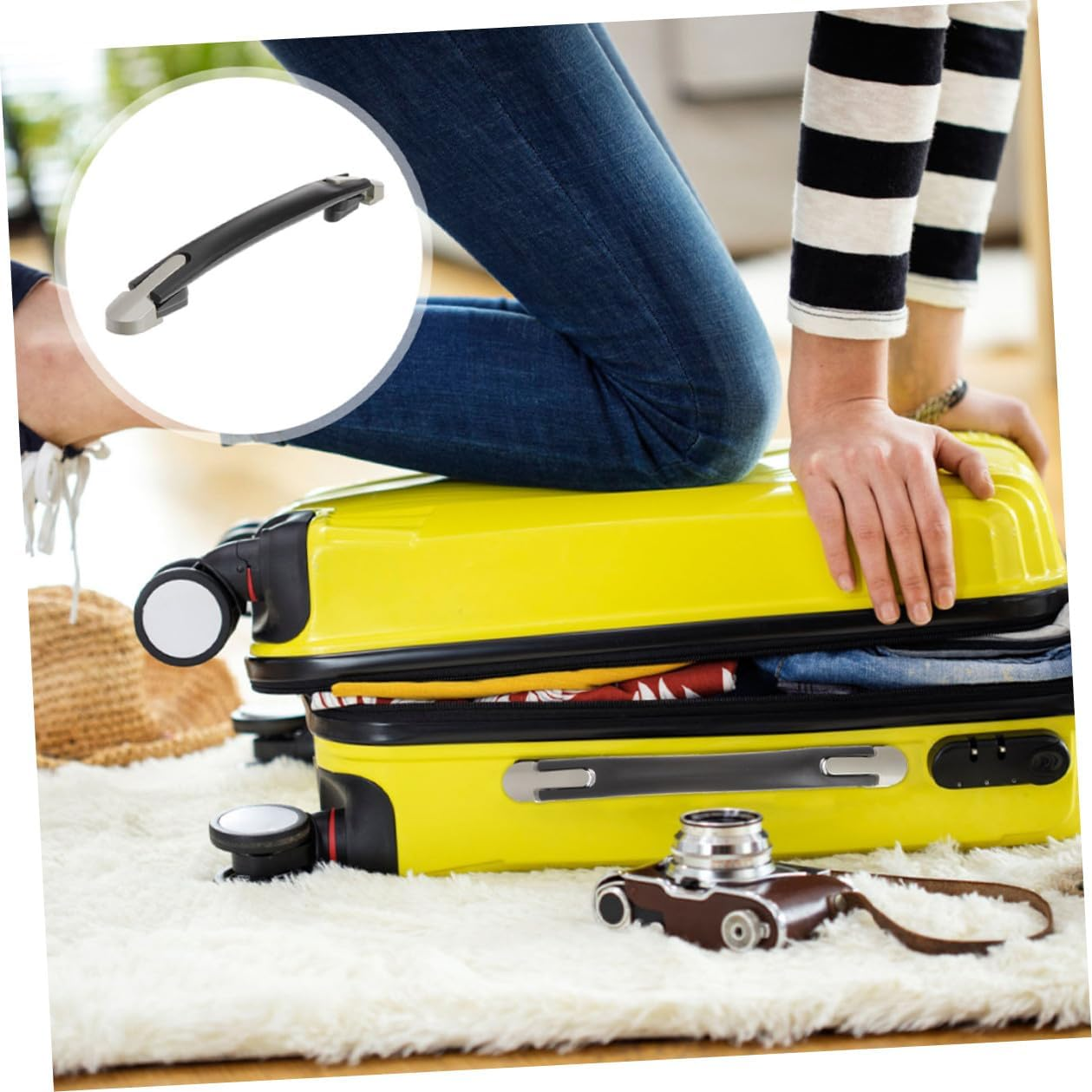 HANABASS Plastic Suitcase Handle Grip Replacement Ergonomic Luggage Handle for Travel Bags Suitcases Password Boxes and Bookcases Smooth Surface Comfortable Hold image number 2