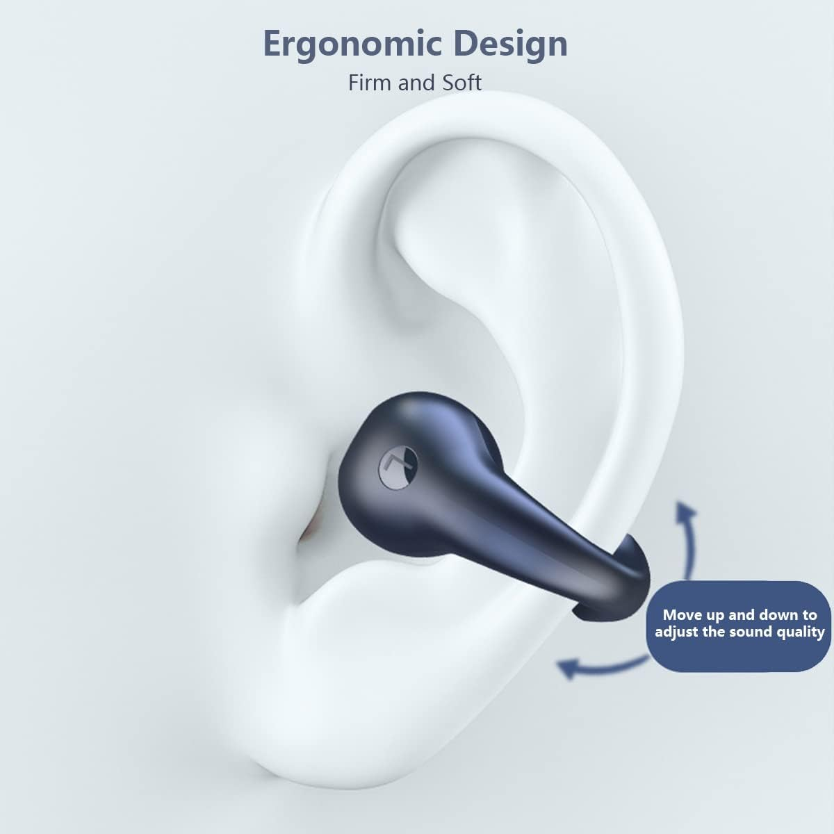 Wireless Ear Clip Bone Conduction Earbuds Open Ear Headphones Bluetooth 5.3, Mini Clip on Sport Earphone Painless Wireless Bluetooth Headset for Running Driving Workout, LED Battery Display Black image number 2