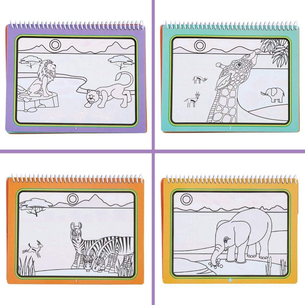 Painting Book Portable Children Magic Coloring Water Drawing Pen Kids Early Learn Toy Reusable Water-Reveal Activity Supplies(#2) image number 1