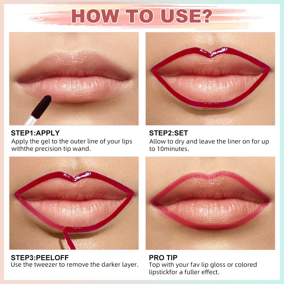 Peel off Lip Liner Stain Long Lasting Waterproof Peel off Lip Tint for Women Girls, Detachable Lip Liner Pencil Waterproof Transfer-Proof, Highly Pigmented Color Finish Lip Tint Stain (00#Berry, M) - 02Coffee image number 3