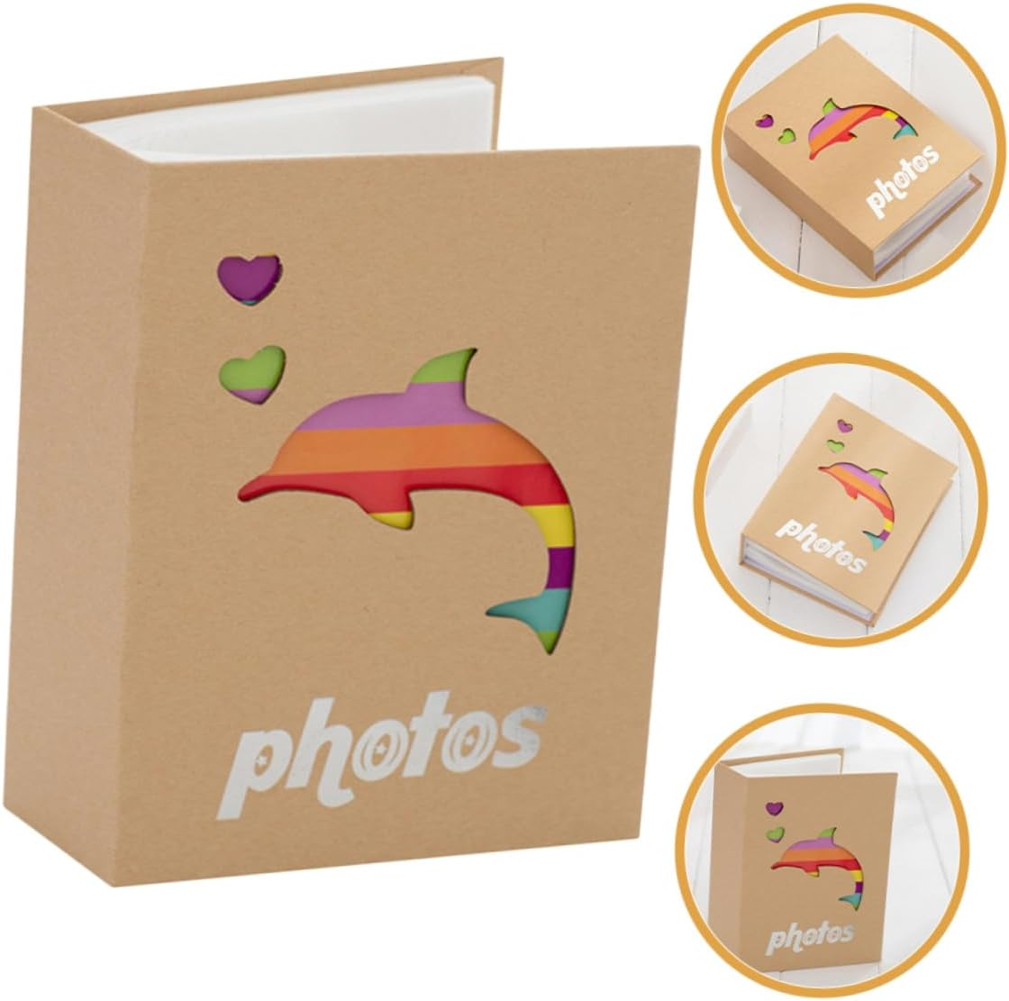 Colorful Kraft Paper Baby Photo Album with Animal Print, 5-Inch 200-Pocket Small Keepsake Album for Newborns and Toddlers, Memory Book for Baby Boys and Girls - As Shown image number 4