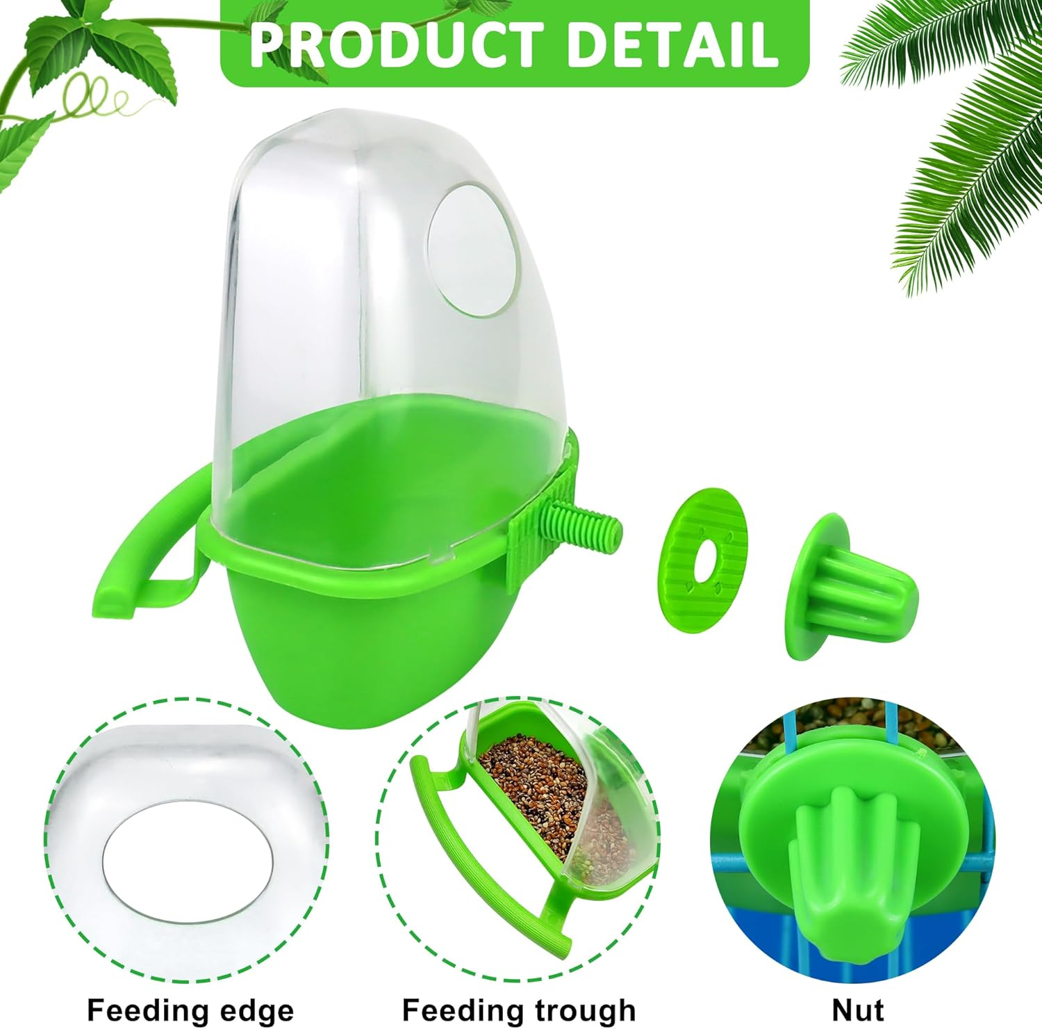 2Pcs Birds Water Dispenser, Parrot Feeder Hanging Bird Food Bowl, Cage Accessories for Parakeet, Budgies, Lovebirds image number 4