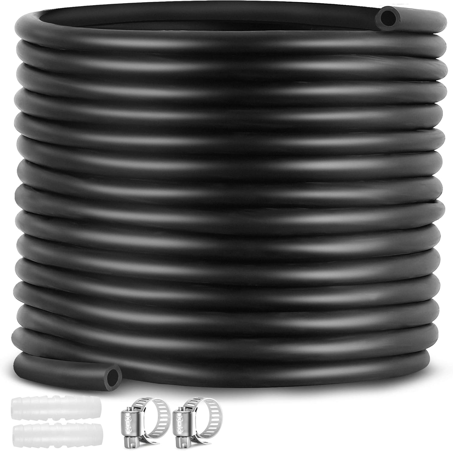 100 Feet ⅜ Inch Self Sinking Aeration Hose with Two Stainless Steel Hose Clamps and Two Menders for Easy Installation - Contractor Grade Weighted Air Line Tubing for Pond Water Lake Plumbing image number 3