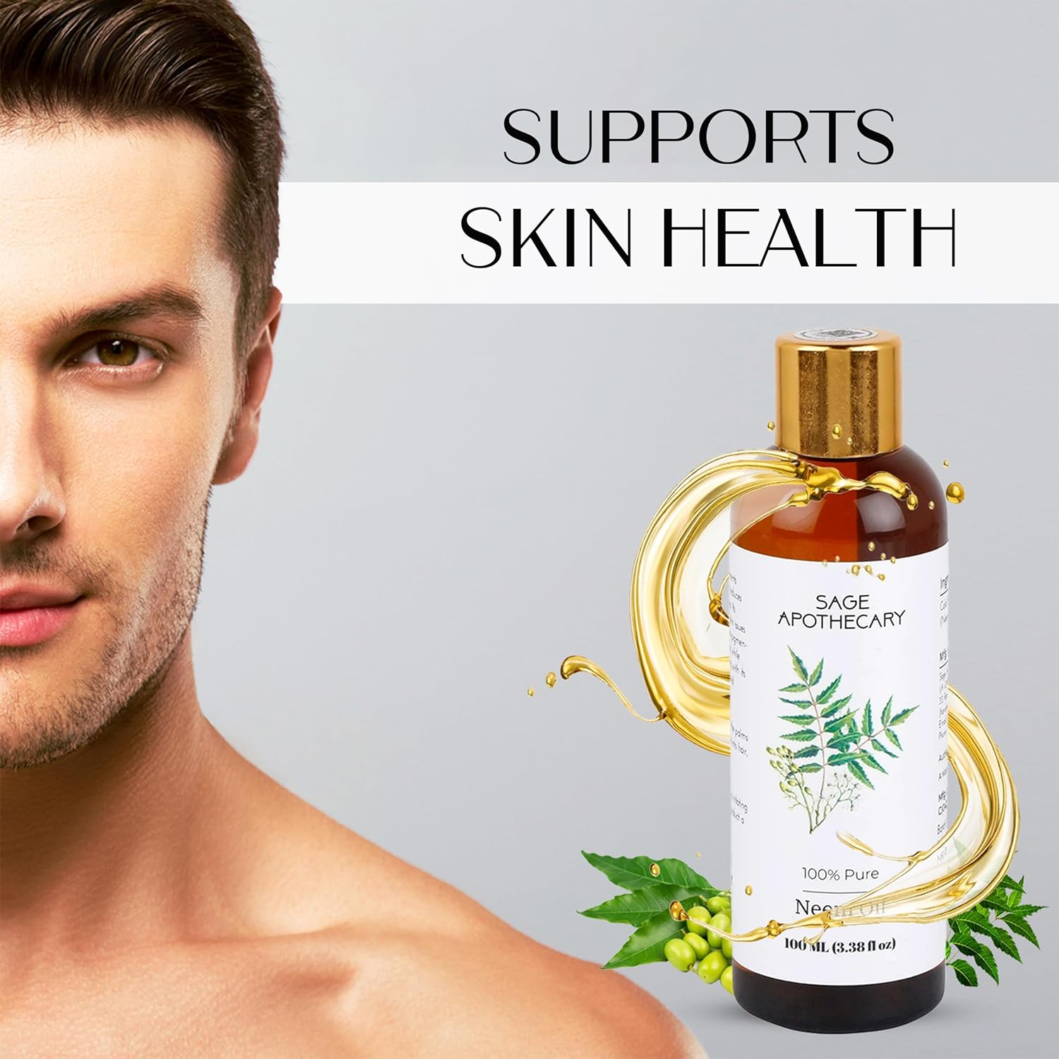 Sage Apothecary 100% Pure & Natural Premium Neem Oil for Hair Growth & Healthy Skin | Healing Dry & Damaged Hair | Pack of 100ML image number 3