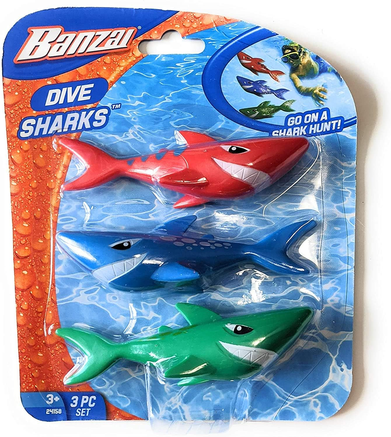Banzai 3 Piece Magical Mermaid Dolls and 3 Piece Dive Sharks Pool Toys Bundle Set of Pool Toys image number 1
