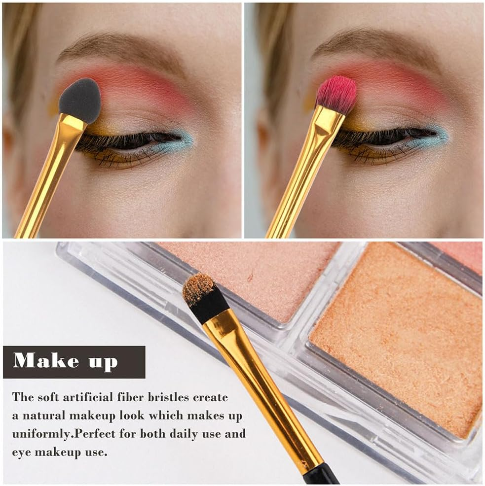 FRCOLOR Double-Ended Eyeshadow Brush Lightweight Portable Makeup Brush for Precise Eye Shadow Application Travel Friendly Cosmetic Tool image number 3