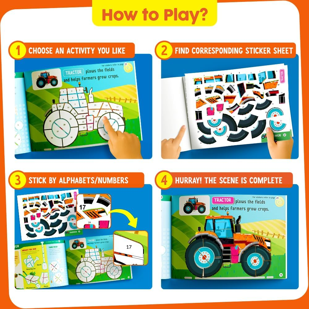 Funcils Paint by Sticker & Number for Kids - 30 Color by Sticker Paint Book | Travel, Airplane, Car Activities for Kids Ages 4-8 Girls Boys | Art & Crafts Games, Puzzle Books, Learning Educational Kit image number 4