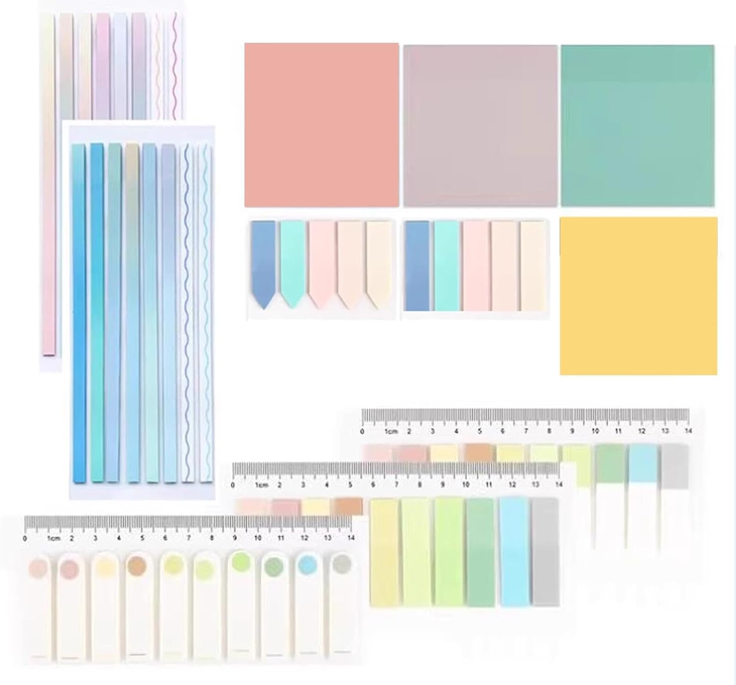 Newplenty Multi-Colored Sticky Notes Set, 1320 Pieces, Transparent, Waterproof, Self-Adhesive Strips, Long Adhesive Strips, Office, School, Bible Marker image number 2