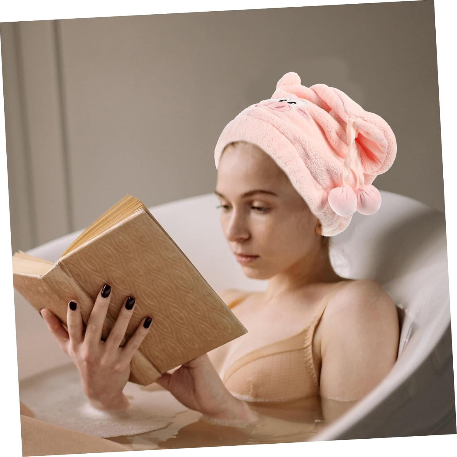 MOTHNUR Cartoon Dry Hat for Women Hair Bonnet Fleece Material for Quick Dry Hair Towel Cap Reusable Shower Cap image number 2