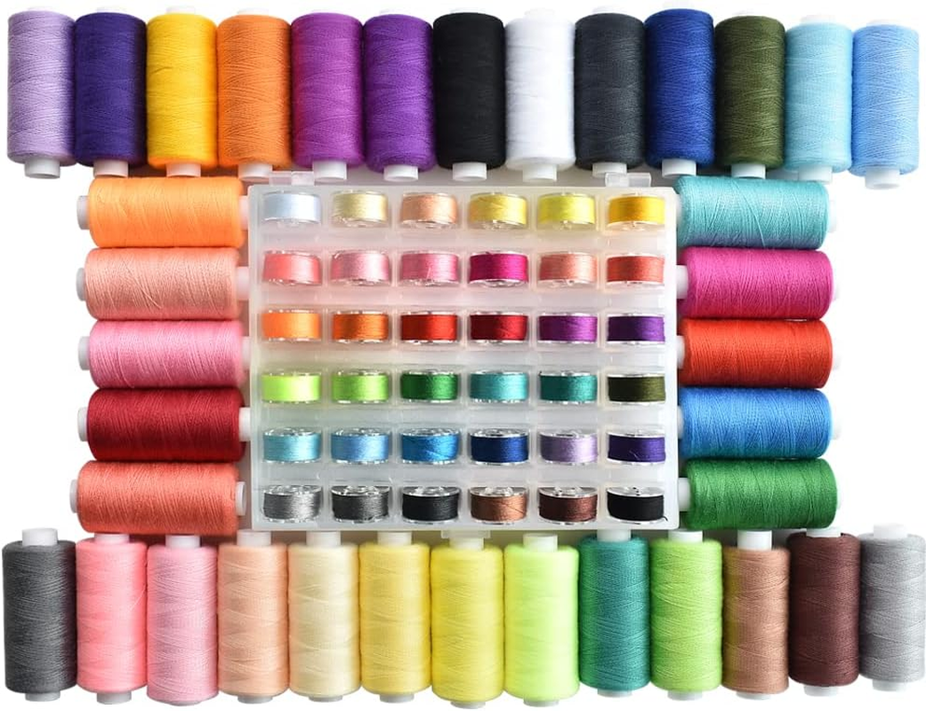 72Pcs Bobbins Sewing Threads Kit, 36 Colors 400 Yards per Polyester Thread Spools Prewound Bobbin with Case for Hand Machine Sewing, Emergency and Travel, DIY and Home image number 1