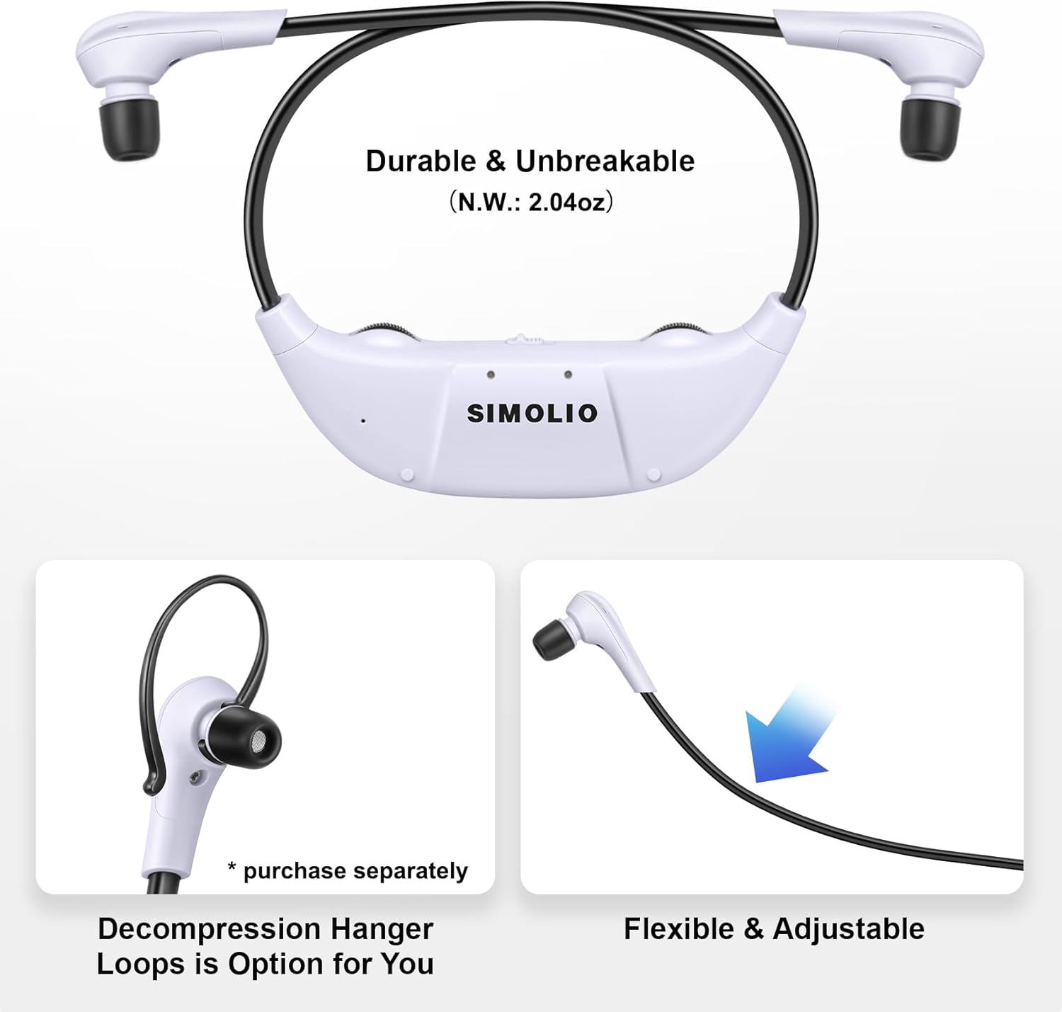 SIMOLIO TV Headphones Wireless for Seniors with Hearing Impairment, 2.4Ghz Delay-Free In-Ear TV Headphones, Opt/Rca/3.5 Mm Compatible, Balance Control, Stereo/Mono, Replacement Battery image number 2