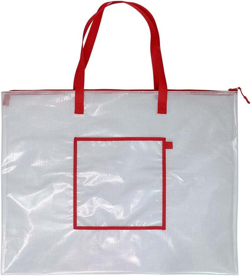 Foyu Art Portfolio Bag Poster Storage Bag with Pocket,Transparent Bag for Bulletin Boards,Poster Board,Large Posters,Painting (Red, Small)