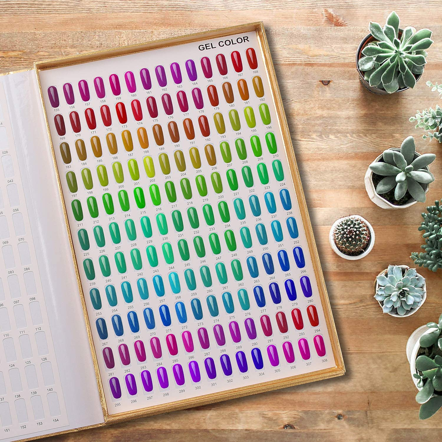 Makartt 308 Poly Nail Gel Color Chart Display Book Golden Nail Polish Gel Color Display Nail Salon Tools, A-13 image number 4