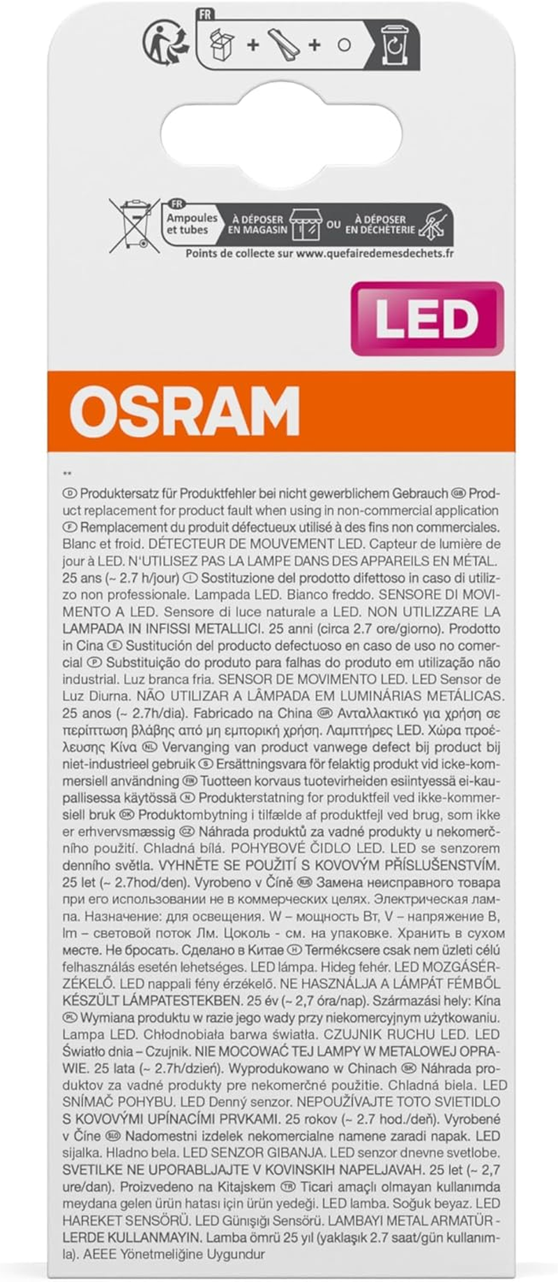 OSRAM LED Classic a Motion & Daylight Sensor 10 W 840 Frosted E27